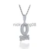 Pendentif Colliers Glacé Lettre O Bloc Pendentif Bling Cubic Zirconia Micro Pave Cz Pavé Hip Hop Hommes Garçon Corde Chaîne Bijoux x0711 x0711