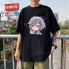 Camisetas masculinas Harajuku Genshin Impact Xiao Cool T-Shirt Summer Streetwear Kawaii Cartoon Morax e Qiqi Graphics Oversized O-neck Short