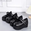 Dress Shoes New Women's Lolita Cute Mary Jens Pump Platform Wedge High Heels Women's Pump Sweet Gothic Punk Shoes Women's Z230712