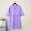 Others Apparel Black Beauty work clothes Skin manager Pink spa uniform scrub uniform white large size frosted shortsleeve experimental jacket x0711