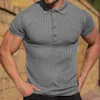 Men's Polos Men's summer sports fitness leisure elastic vertical short sleeve polo shirt men 230710