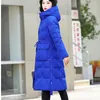 Women's Trench Coats #3232 Black Blue White Hooded Parka Coat Zipper Woman Winter Jacket Slim Pockets Long Female Warm Thick Loose Korean