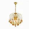 Pendant Lamps American Style Vintage Water Drop French Lamp Light Luxury Living Room Bedroom Porch Dining Glass Chandelier