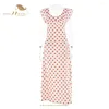 Vestidos casuales Mujeres Red Polka Dot Summer Backless Sexy Dress Coreano Elegante Lace Up Túnica Bohemia Beach Long Femme SR0078