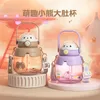 Water Bottles Portable Kawaii Bear Bottle With Straw Stickers Cute Cup For Students Girl Outdoor Sport Drinking Kettle