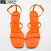 Kleidschuhe UFLAME Damen Orange High Heels Schlanke High Heels Frühling Zurück Sandalen 2023 Sommer High Heel Party Luxus Damen Sandalen Z230711