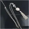 Hänge Halsband Vintage Kristall Metall Tofs Halsband Diy Button Smycken 18Mm Snap Hängen För Kvinnor Drop Delivery Dh6Pv