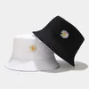 Cappelli a tesa avara Reversibile Cappello estivo da pesca con fiore a secchiello Cotone Donna Stile coreano Giallo Beige Bianco 230710