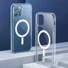 Capas de telefone magnéticas transparentes transparentes para iPhone 15 Pro Max 14 13 12 11 Mini Plus à prova de choque com carregador sem fio compatível com pacote de varejo