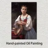 Belle femme toile Art chambre décor gitane avec tambour Basque William Adolphe Bouguereau peinture à la main de haute qualité