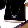 Pendant Necklaces Ins Top Sell Butterfly Pendant Luxury Jewelry 925 Sterling Silver Rode Gold Fill Pave White Sapphire CZ Diamond Gemstones Party Eternity Clavicel