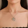 Pendant Necklaces Korean Style Crystal Love Heart Mom Son Dolphins Necklace For Women Gold Blue Hit Color 2 Tone Choker Mum Gift