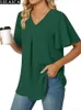 Blouses pour femmes Simple été chemise femmes col en V couleur unie travail bureau vêtements à manches courtes dames vêtements Chic hauts chemises