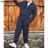 Herrbyxor INCERUN Mode Herr Cargo Overall Jumpsuit Punkstil Fickor 2023 Baggy Enfärgad långärmad tröja Streetwear 230711