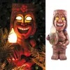 Luz de LED para presente ao ar livre Artesanato realista Estatueta de jardim movida a energia solar Tiki Alpendre em miniatura Resina Totem ornamento de pé L230620