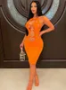 Abiti sexy urbani Sexy Halter Cut Out Backless Bodycon Midi Dress Donna senza maniche Solid Abiti eleganti 2022 Summer Nightclub Party Vesitdos L230711