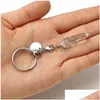 Key Rings Natural Stone Healing Hexagonal Pointed Reiki Chakra Gem Pendant Keychain Ring For Women Girls Drop Delivery Jewelry Dhlpx