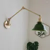 Lampes murales gauche et droite rotation lampe en cuivre Beisde balançoire bras Long vert blanc abat-jour nordique moderne Wandlamp éclairage