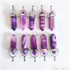 Charms Natural Stone Stripe Agate Hexagonal Prism Shape Pendants Reiki Healing Pendum For Diy Necklace Earrings Jewelry Drop Deliver Dhkcp