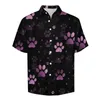 Chemises décontractées pour hommes Pink Dog Paws Vacation Shirt Animal Foots Print Hawaii Men Vintage Blouses Tops graphiques à manches courtes Plus Size