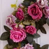 Dekoracyjne kwiaty 40CM sztuczny rattan wisząca róża winorośli na wieniec ślubny dekoracje ścienne do domu girlanda roślin sztuczny kwiat