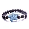 Bracelets De Charme 8Mm Pierre De Lave Noire 25Mm Étoile De Mer Bracelet Aromathérapie Diffuseur D'huile Essentielle Pour Les Femmes Drop Delivery Bijoux Dhqix