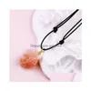 Collane con ciondolo Collana in pietra naturale Ametista Quarzo rosa Fluorite Citrino Cristallo Tessuto Regolabile Uomo Donna Gioielli Regalo Goccia Dhs0E