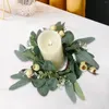 Decoratieve Bloemen Groen Kaars Krans Pijler Houder Mini Kransen Tafel Middelpunt Ringen Voor Bruiloft Cafe Woonkamer Decor