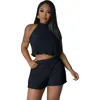 Women's Tracksuits Summer Pleated Short Two Piece Set Women Lounge Wear Sleeveless Crop Top Shorts Streetwear Outfits Night Club Matching