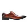 2023 Vintage marron mâle en cuir véritable chaussure Gentleman bal mariage boucle richelieu chaussures affaires Oxfords hommes chaussures habillées formelles