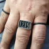 Anillos de banda Anillo superior rectangular tallado personalizado de 20 mm, anillo de firma grabado en plata de ley, anillo con letra grabada personalizada, joyería para hombres de moda 230711