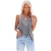 2023 Spring/Summer New European American Women's Tanks Casual Sleeveless Top Solid V-neck Lace Loose Strap Tank Top Camis