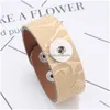 Charm Armbanden Nieuwe Stijlen Snaps Sieraden Hout Kleur 18Mm Drukknoop Armband Pu Lederen Band Gember Drop Levering Dhjfe