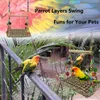 Bird Seagrass Swing Toys with Wood Perch Parrot Trapeze Swing Climbing Hammock Bird Perch Stand Chewing Toy for Lovebird Cockatiel Budgie Conure