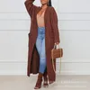 Pullovers Open Front Cable Knit Longline Cardigan Women Long Sleeve Loose Fashion Casual Open Cardigan Knitwear Solid Color