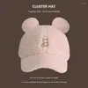 Ball Caps Japanese Embroidery Cute Bear Ears Baseball Autumn And Winter Imitation Lamb Cashmere Warm All-match Peaked Hats For Women