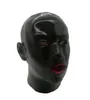 Speeltjes voor koppels Latex Masker Fetish Unisex Rubberen kap sm Masker Anatomisch zwaar masker bekleed met rode mondschede Tong en neusbuis 230710