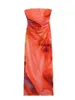 Robes décontractées Femmes Boho Tie-Dye Imprimer Off-Shoulder Midi Dress Élégant Bustier Bodycon Tube Y2K Summer Parties Avec Dos Nu Design