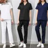 Autres Vêtements 2pcs Scrubs Set Spa Uniformes Travailleurs de la santé Uniforme Vêtements Esthéticienne Vêtements de travail Scrubs Tops Pantalons Unisexe Femmes Hommes Workwear x0711