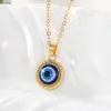 S3751 symbole turc mauvais yeux bleus collier résine perle pendentif collier femmes hommes chanceux tour de cou colliers breloque cadeau