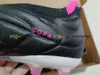 Presentpåse kvalitet fotboll stövlar copa ren fg laceless fotboll cleats mens firm marken begränsad upplaga läder utomhus träning fotbollskor botas de futbol US 6.5-11