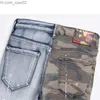 Herrenjeans Herrenjeans Pactchwork Straßenkleidung zerrissene Jeanshose Herren lässig solide Fahrrad Herren zerfetzt Slim Fit Z230713