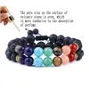 Charm Bracelets 8Mm Natural Stone Black Lava Weave 7 Chakra Healing Aromatherapy Essential Oil Diffuser Bracelet For Women Men Jewel Dhbjt