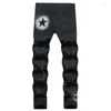 Herren Jeans für Männer Slim Fit Drawn Skinny Denim Hosen Design Black Star Painted Street Hip Hop Lange Hosen Harajuku Kleidung