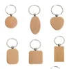 Key Rings Blank Round Rec Wooden Chain Diy Pendant Wood Keychain Keyring Tags For Birthday Christmas Gifts Fy5473 Ss1207 Drop Delive Dhk1X