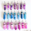 Charms Natural Stone Stripe Agate Hexagonal Prism Shape Pendants Reiki Healing Pendum For Diy Necklace Earrings Jewelry Drop Deliver Dhkcp