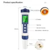 PH Meters 5 In 1 Digital PH TDS EC Meter Salinity Temperature Tester Conductivity Water Filter Purity Pen with backlight 50%off 230710