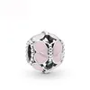 925 Silver Fit Pandora Charm New Pink Love Iris Japonica Series Beading Suit Charm Bead Pendant Bead Dangle Fashion Charms Set Pendant DIY Fine Beads Jewelry