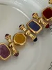 Chain Brass Statement Chunky Colorful Retro Beads Bracelet Women Jewelry Designer T Show Runway Gown Rare INS Japan Korean Trendy 230710