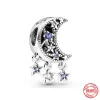 Для Pandora Charms Authentic 925 Серебряные бусины болтают очарование Neastamor Sparkling Blue Star Санта -Клаус